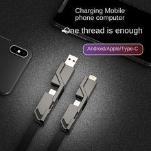 Load image into Gallery viewer, 4-in-1 Flat Braided Anti-tangle Charger Cable with Velcro