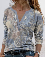 Load image into Gallery viewer, Long Sleeve Paisley Top with V-neck