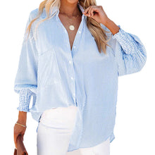 Load image into Gallery viewer, Striped Stand Collar Loose Long Sleeve Shirt