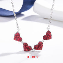 Load image into Gallery viewer, Four Leaf Clovers Heart Crystal Pendant with Necklace