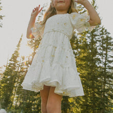 Load image into Gallery viewer, Children&#39;s Square Neck Lantern Sleeve Floral Plaid Dress