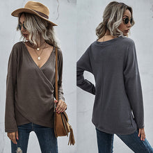 Load image into Gallery viewer, Irregular Long Sleeve V-Neck Knit Sweater