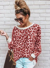 Load image into Gallery viewer, Leopard Streetwear Round Neckline Sweatshirts TOPS.FL