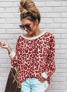 Leopard Streetwear Round Neckline Sweatshirts TOPS.FL
