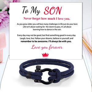 Love You Forever Nautical Braided Rope Bracelet - To My Son/Grandson