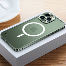 Load image into Gallery viewer, Metal Frame Magnetic Charging iPhone Case