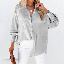 Load image into Gallery viewer, Striped Stand Collar Loose Long Sleeve Shirt