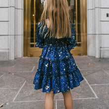 Load image into Gallery viewer, Children&#39;s Square Neck Lantern Sleeve Floral Plaid Dress