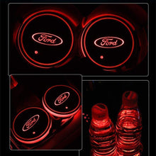 Load image into Gallery viewer, 7 Colors Led Changing USB Charging Car Logo Cup Lights up Holder