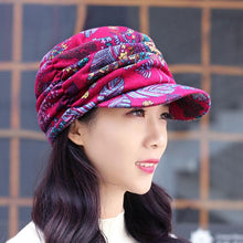Load image into Gallery viewer, Floral Pleated Short Brim Cap