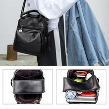 Load image into Gallery viewer, Multifunction leather backpack for women