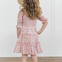 Load image into Gallery viewer, Children&#39;s Square Neck Lantern Sleeve Floral Plaid Dress