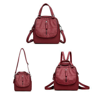Fashion Leather Multipurpose Backpack Shoulder Handbag