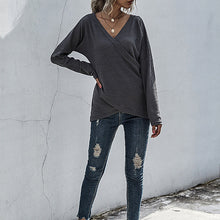 Load image into Gallery viewer, Irregular Long Sleeve V-Neck Knit Sweater