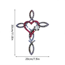 Load image into Gallery viewer, Natural horsehsoe cross with heart