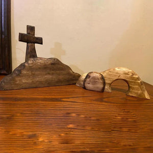 The Empty Tomb Easter Scene and Cross
