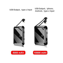 Load image into Gallery viewer, Mini Power Bank Portable Charger 10000mAh High Capacity with LCD mirror Display 