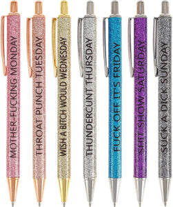 Swear Word Daily Pen Set(7cs* Funny black ink Pens )