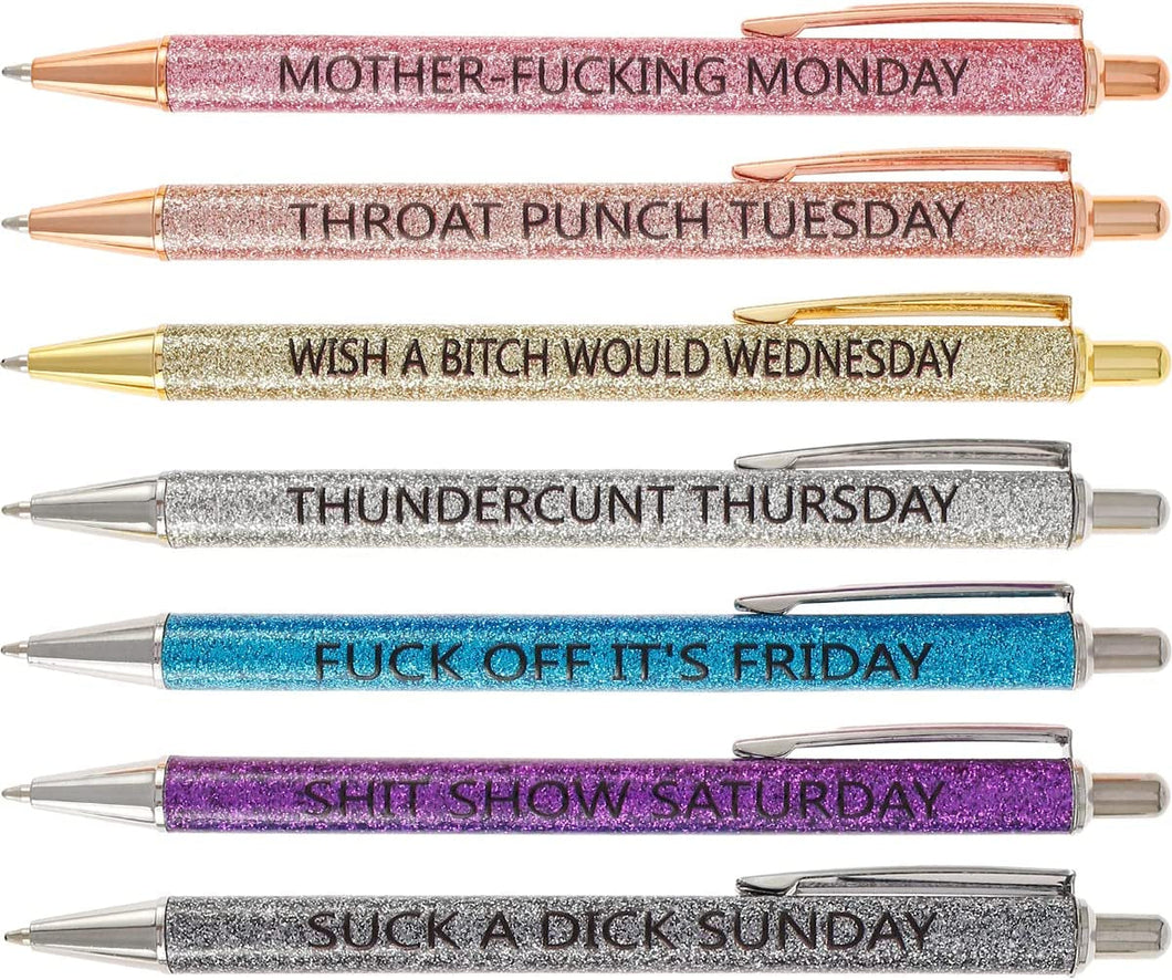 Swear Word Daily Pen Set(7cs* Funny black ink Pens )