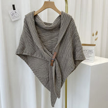 Load image into Gallery viewer, Knitted Triangle Shawl with Leather Buckle