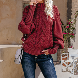 Loose-fitting Long-sleeved Knit Solid Color Sweater
