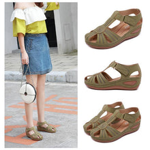 Load image into Gallery viewer, Hollow Out Lightweight Breathable Velcro Pure Color Sandals