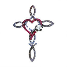 Load image into Gallery viewer, Natural horsehsoe cross with heart