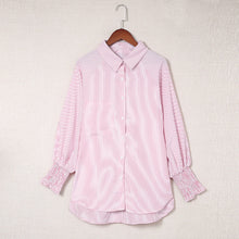 Load image into Gallery viewer, Striped Stand Collar Loose Long Sleeve Shirt