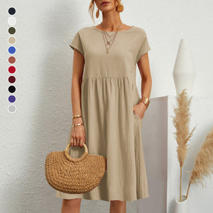 🔥 Last Day Promotion 50% OFF 🔥Women's Short Sleeve Cotton And Linen Dress