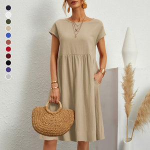 🔥 Last Day Promotion 50% OFF 🔥Women's Short Sleeve Cotton And Linen Dress