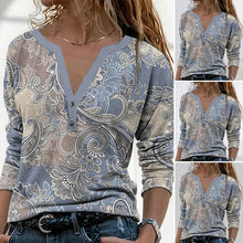 Load image into Gallery viewer, Long Sleeve Paisley Top with V-neck