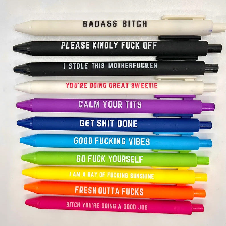 11 Pcs SwearWord Funny Pens(Black ink)