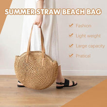 Load image into Gallery viewer, Hand Woven Round Ladies Bohemian Summer Straw Beach Bag