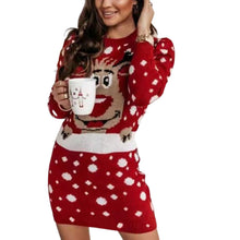 Load image into Gallery viewer, Christmas Print Sweater Dress