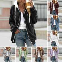 Load image into Gallery viewer, Loose warm hooded jacket with zip