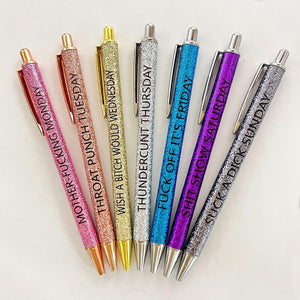 Swear Word Daily Pen Set(7cs* Funny black ink Pens )